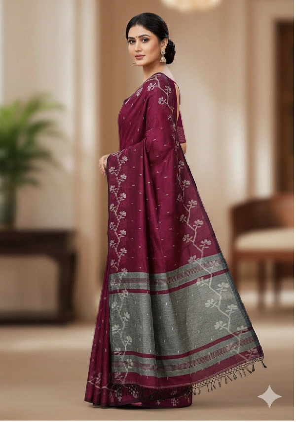 SKU0863 : Pure Khadi Cotton Saree – Handwoven, Lightweight & Breathable Fabric - Hand Wash, Yes
