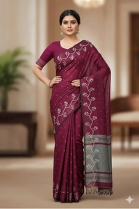SKU0863 : Pure Khadi Cotton Saree – Handwoven, Lightweight & Breathable Fabric - Hand Wash, Yes