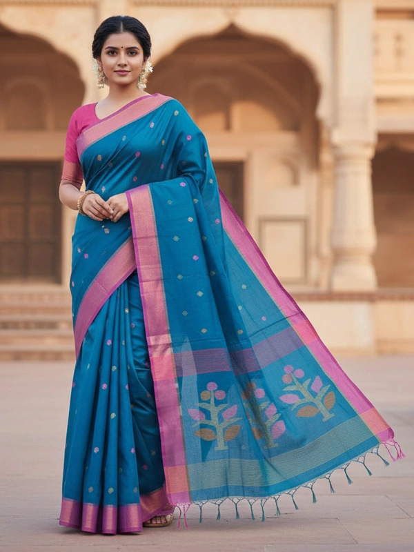 SKU0864 : Pure Handloom Cotton Saree – Handwoven, Lightweight & Breathable Fabric - Hand Wash, Yes