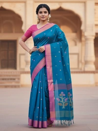 SKU0864 : Pure Handloom Cotton Saree – Handwoven, Lightweight & Breathable Fabric - Hand Wash, Yes