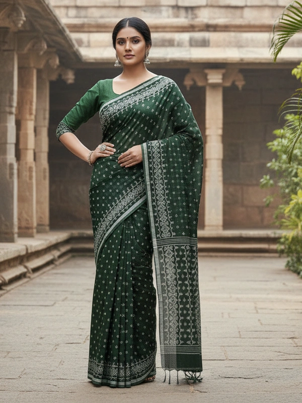 SKU0866 : Pure Handloom Cotton Saree – Handwoven, Lightweight & Breathable Fabric - Hand Wash, Yes