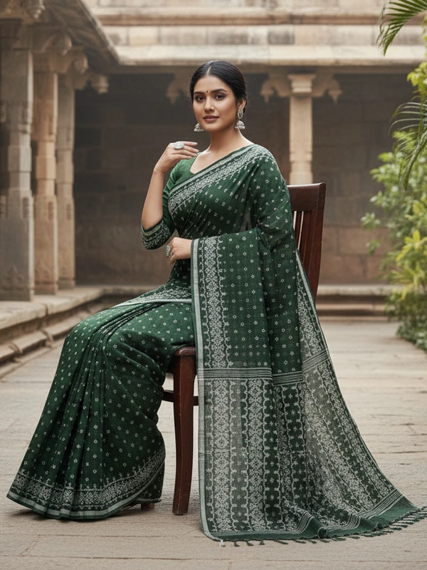 SKU0866 : Pure Handloom Cotton Saree – Handwoven, Lightweight & Breathable Fabric - Hand Wash, Yes