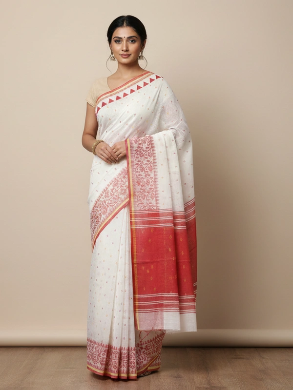 SKU0867 : Pure Handloom Cotton Saree – Handwoven, Lightweight & Breathable Fabric - Hand Wash, Yes