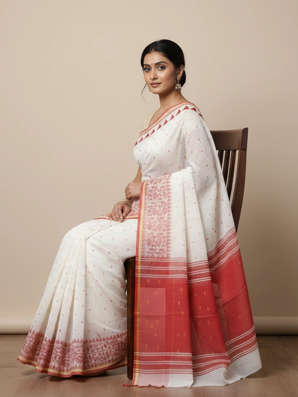 SKU0867 : Pure Handloom Cotton Saree – Handwoven, Lightweight & Breathable Fabric - Hand Wash, Yes