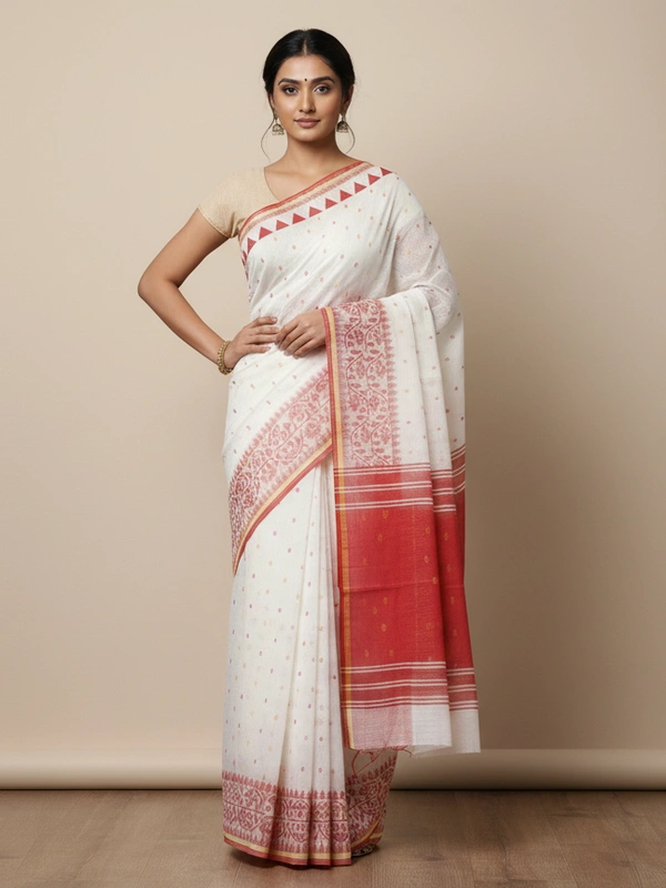 SKU0867 : Pure Handloom Cotton Saree – Handwoven, Lightweight & Breathable Fabric - Hand Wash, Yes
