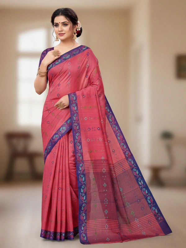 SKU0868 : Pure Cotton Saree – Bangladesi Tant ( Made in Bengal ). - Hand Wash, Yes