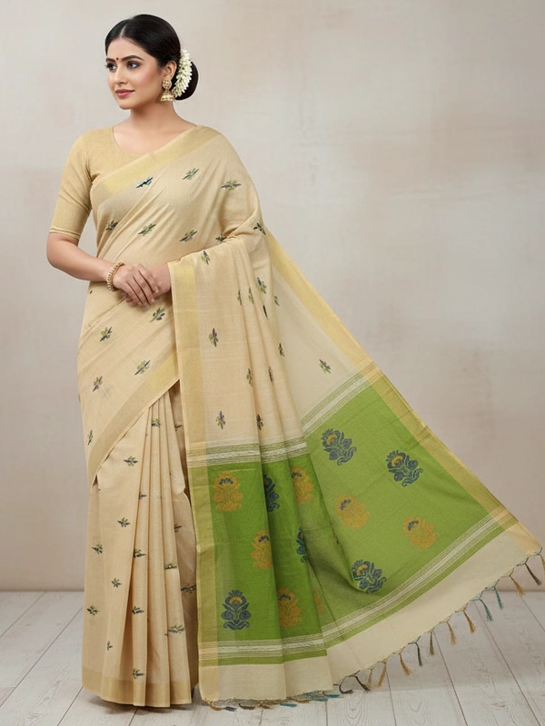SKU0870 : Pure Handloom Cotton Saree – Handwoven, Lightweight & Breathable Fabric - Hand Wash, Yes