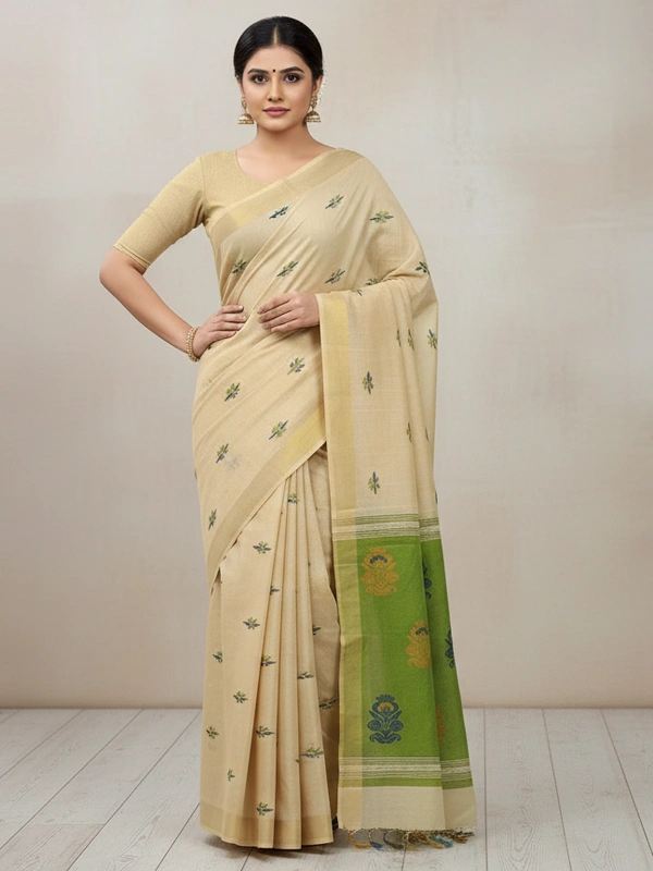 SKU0870 : Pure Handloom Cotton Saree – Handwoven, Lightweight & Breathable Fabric - Hand Wash, Yes