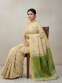 SKU0870 : Pure Handloom Cotton Saree – Handwoven, Lightweight & Breathable Fabric - Hand Wash, Yes