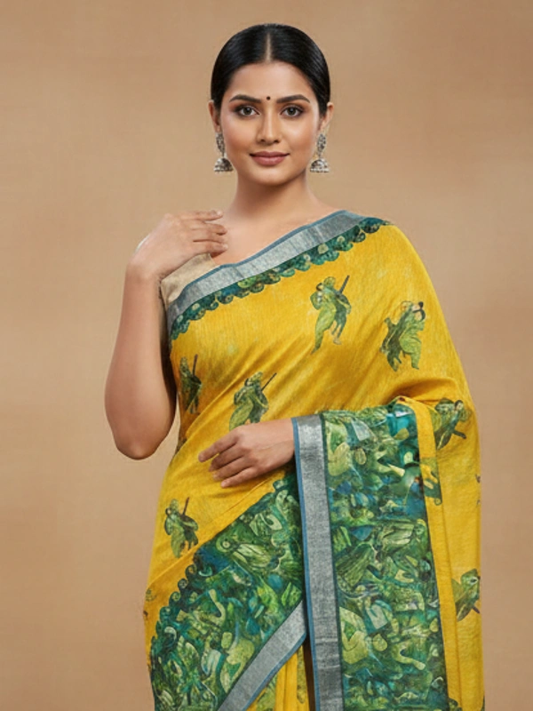 SKU0872 : Elegant Pure Linen Saree – Lightweight, Breathable & Handwoven Elegance - Hand Wash, Yes