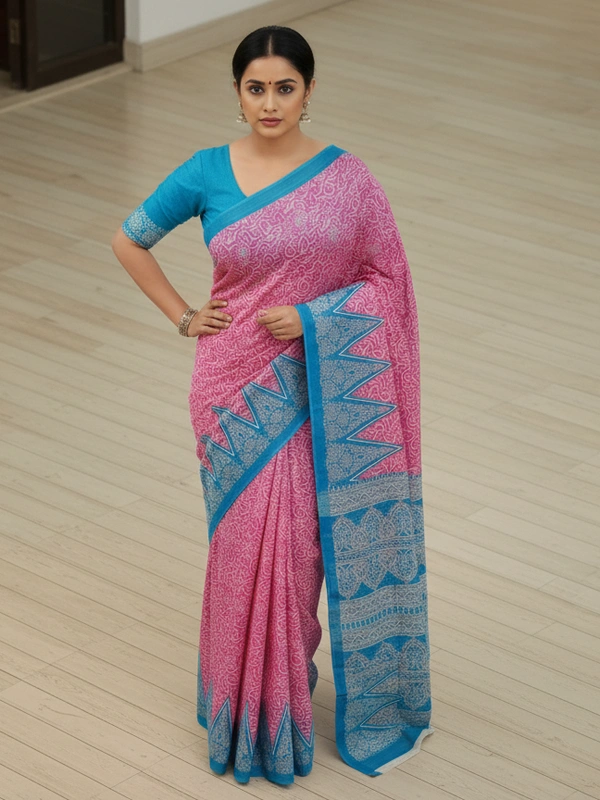 SKU0874 : Mulmul Cotton Saree, Lightweight saree - Hand Wash, No