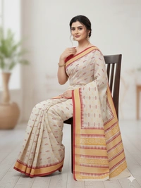 SKU0876 : Mulmul Cotton Saree, Lightweight saree - Hand Wash, No