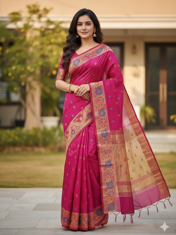 SKU-0822 : Elegant Handwoven Semi Silk Saree - Hand Wash, Yes
