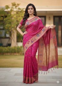 SKU-0822 : Elegant Handwoven Semi Silk Saree - Hand Wash, Yes
