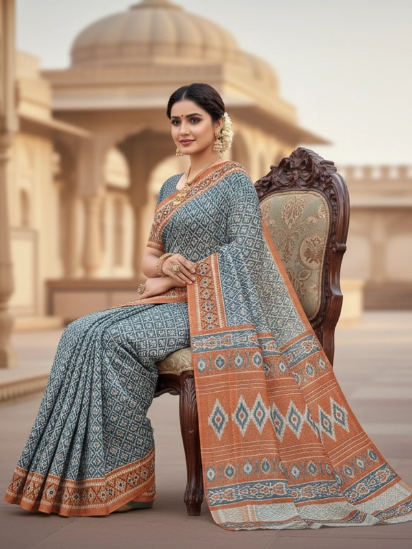 SKU0879 : Mulmul Cotton Saree, Lightweight saree - Hand Wash, No