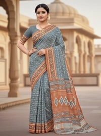 SKU0879 : Mulmul Cotton Saree, Lightweight saree - Hand Wash, No