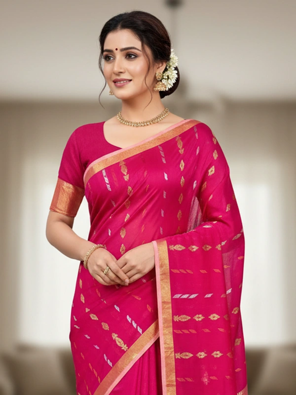  SKU-0823 : Elegant Handwoven Semi Silk Saree - Hand Wash, Yes