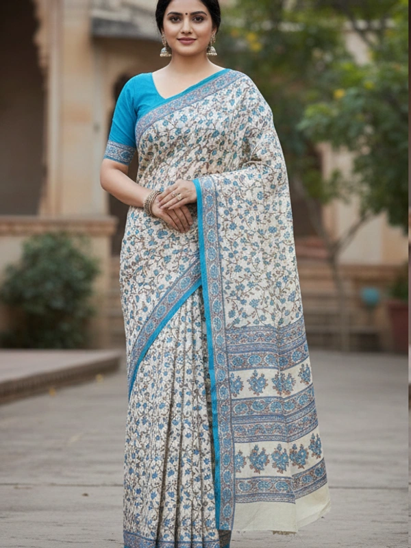 SKU0887 : Mulmul Cotton Saree, Lightweight saree - Hand Wash, No