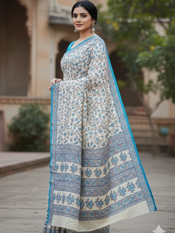 SKU0887 : Mulmul Cotton Saree, Lightweight saree - Hand Wash, No