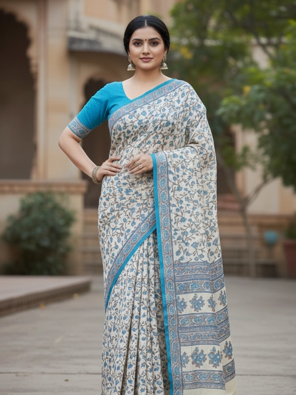 SKU0887 : Mulmul Cotton Saree, Lightweight saree - Hand Wash, No