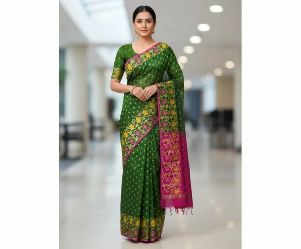 SKU-0825 : Elegant Handwoven Semi Silk Saree - Hand Wash, Yes