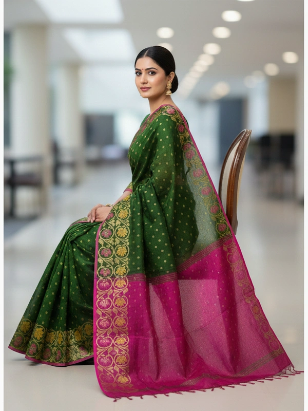 SKU-0825 : Elegant Handwoven Semi Silk Saree - Hand Wash, Yes