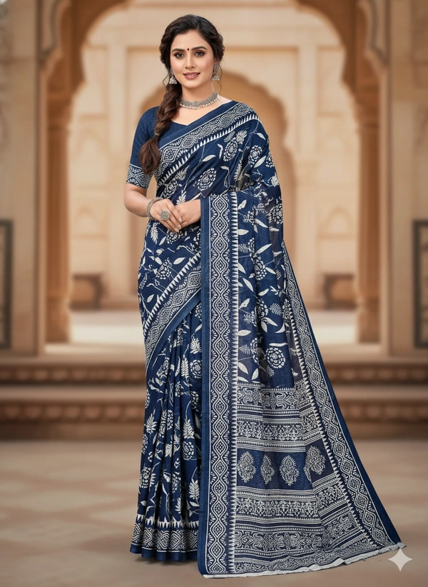 SKU1208 : Mulmul Cotton Saree, Lightweight saree - Hand Wash, No