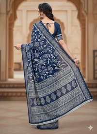 SKU1208 : Mulmul Cotton Saree, Lightweight saree - Hand Wash, No