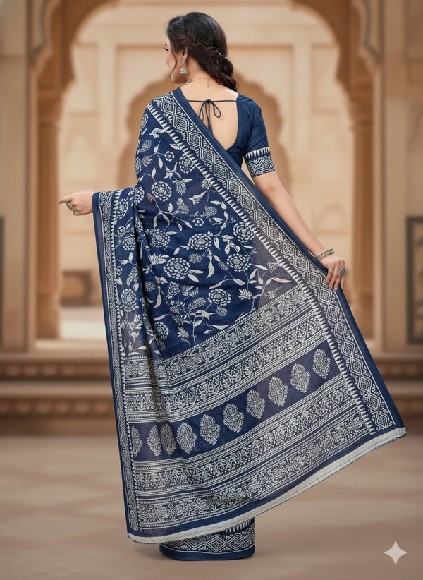 SKU1208 : Mulmul Cotton Saree, Lightweight saree - Hand Wash, No