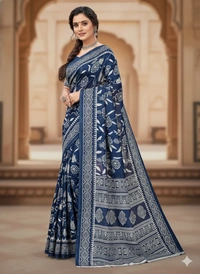 SKU1208 : Mulmul Cotton Saree, Lightweight saree - Hand Wash, No