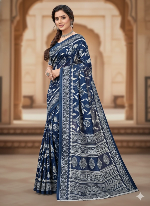 SKU1208 : Mulmul Cotton Saree, Lightweight saree - Hand Wash, No