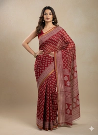 SKU1210 : Mulmul Cotton Saree, Lightweight saree - Hand Wash, No