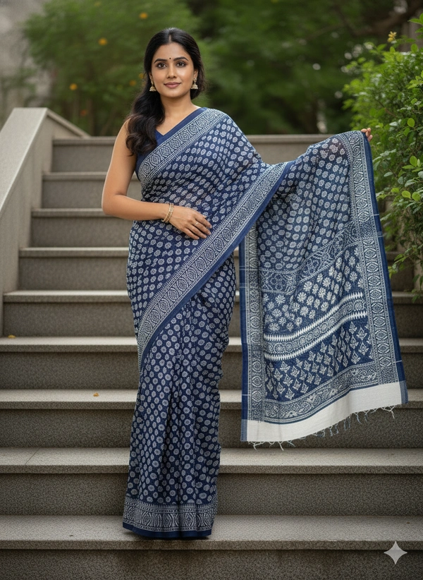 SKU1206 : Mulmul Cotton Saree, Lightweight saree - Hand Wash, No