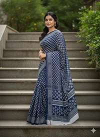 SKU1206 : Mulmul Cotton Saree, Lightweight saree - Hand Wash, No