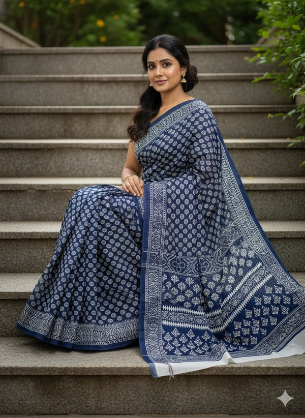 SKU1206 : Mulmul Cotton Saree, Lightweight saree - Hand Wash, No
