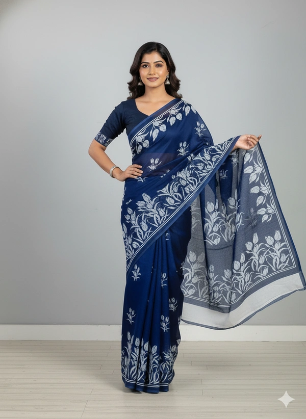 SKU1207 : Mulmul Cotton Saree, Lightweight saree - Hand Wash, No