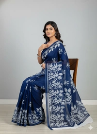 SKU1207 : Mulmul Cotton Saree, Lightweight saree - Hand Wash, No
