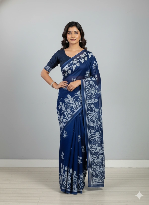 SKU1207 : Mulmul Cotton Saree, Lightweight saree - Hand Wash, No
