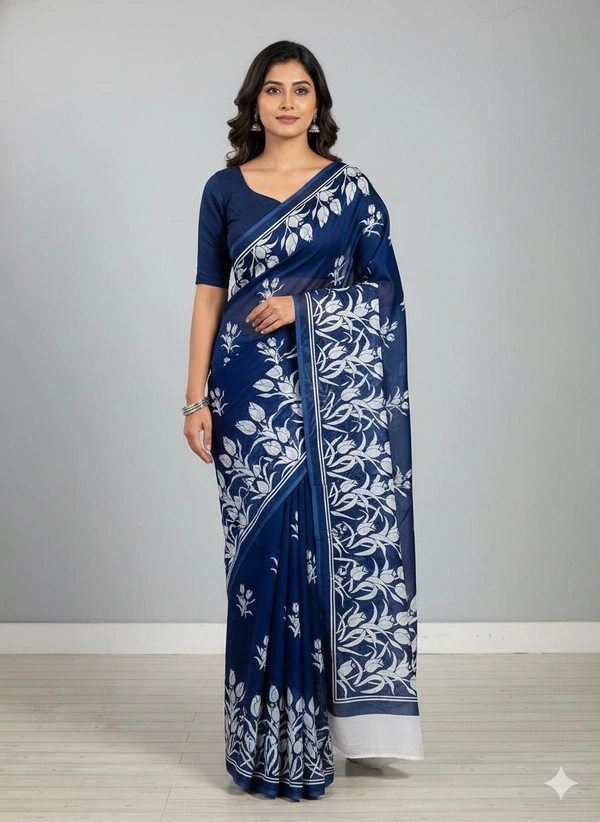 SKU1207 : Mulmul Cotton Saree, Lightweight saree - Hand Wash, No