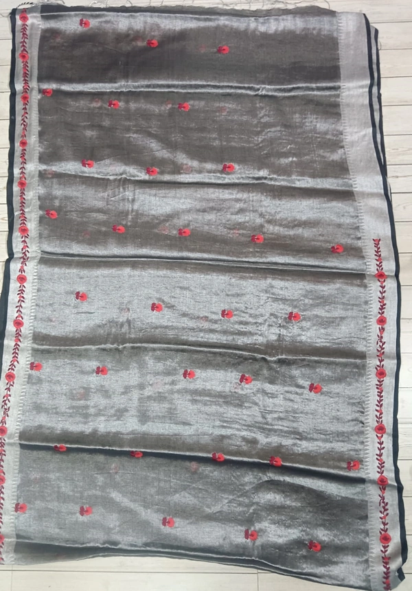 SKU1143 : Cotton Tissue Saree | All over Parsi Work - Dry Wash, Yes