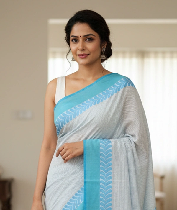 SKU1196 : Pure Khadi Cotton Saree – Handwoven, Lightweight & Breathable Fabric - Hand Wash, No