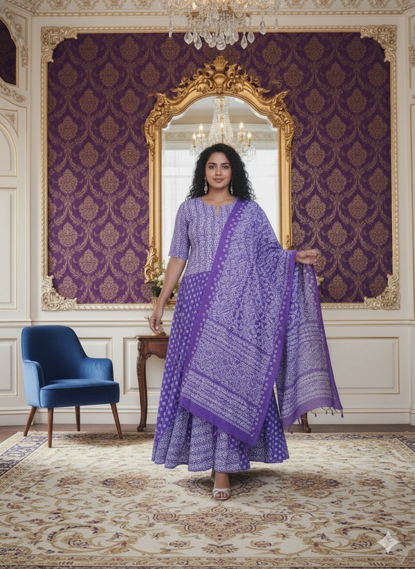 SKU1256 : GOPI DRESS | Mulmul Printed Ready to Wear Lehenga & Blouse With Dupatta for women  - Hand Wash