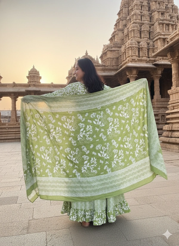 SKU1259 : GOPI DRESS | Mulmul Printed Ready to Wear Lehenga & Blouse With Dupatta for women - Hand Wash