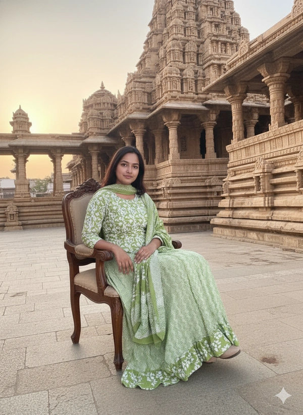 SKU1259 : GOPI DRESS | Mulmul Printed Ready to Wear Lehenga & Blouse With Dupatta for women - Hand Wash