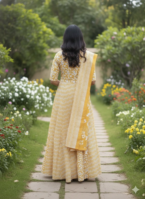 SKU1260 : GOPI DRESS | Mulmul Printed Ready to Wear Lehenga & Blouse With Dupatta for women - Hand Wash