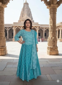 SKU1261 : GOPI DRESS | Mulmul Printed Ready to Wear Lehenga & Blouse With Dupatta for women - Hand Wash