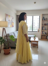 SKU1262 : GOPI DRESS | Mulmul Printed Ready to Wear Lehenga & Blouse With Dupatta for women - Hand Wash