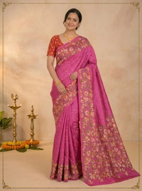 SKU0603 : Pure Silk Kantha Stitch Saree – Handcrafted Bengal Heritage - Normal Length 6.3 mtr Plus, Kantha Stitch, Dry Clean Only, Yes