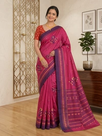 SKU0388 : Pure Khadi Cotton Saree – Handwoven, Lightweight & Breathable Fabric - Normal Length 6.3 mtr Plus, Buti / Booti, Hand Wash, Yes