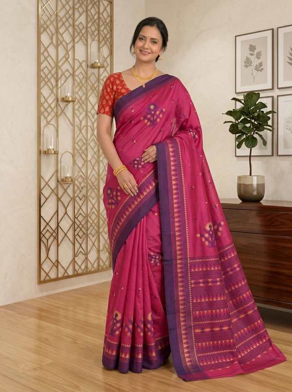 SKU0388 : Pure Khadi Cotton Saree – Handwoven, Lightweight & Breathable Fabric - Normal Length 6.3 mtr Plus, Buti / Booti, Hand Wash, Yes